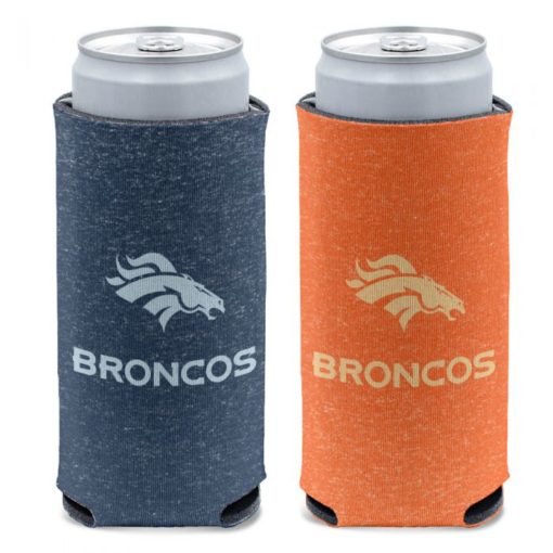 Denver Broncos 12 oz Orange Blue Heather Slim Can Cooler Holder