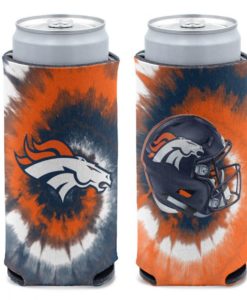 Denver Broncos 12 oz Orange Blue Tie Dye Slim Can Cooler Holder