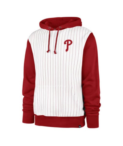 Philadelphia Phillies Men's 47 Brand White Red Pinstripe Pullover Hoodie