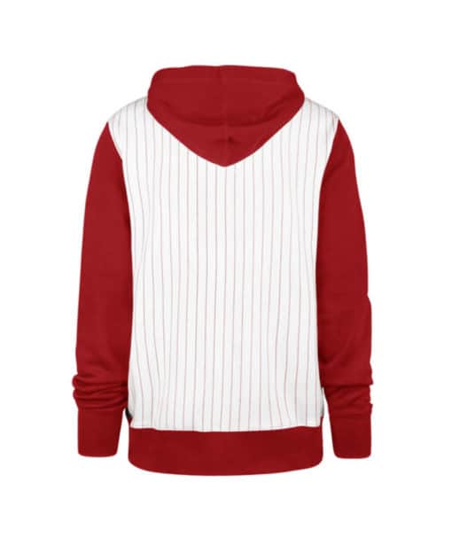 Philadelphia Phillies Men's 47 Brand White Red Pinstripe Pullover Hoodie - Image 2