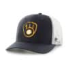 Milwaukee Brewers 47 Brand Navy Trucker White Mesh Snapback Hat