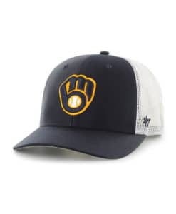 Milwaukee Brewers 47 Brand Navy Trucker White Mesh Snapback Hat