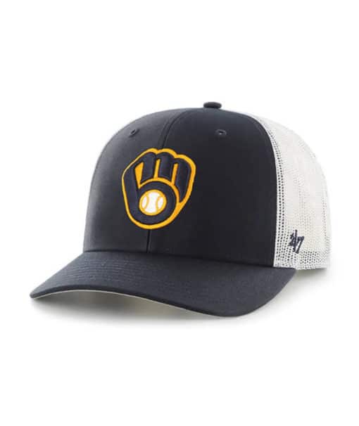Milwaukee Brewers 47 Brand Navy Trucker White Mesh Snapback Hat