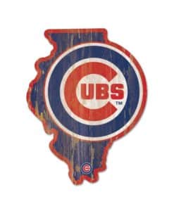 Chicago Cubs Red Blue Illinois Shape Wood Sign