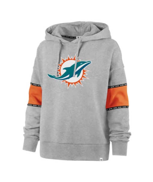 Miami Dolphins Women's 47 Brand Gray Sporty Pullover Hoodie