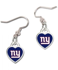 New Yorks Giants 3D Heart Dangle Earrings