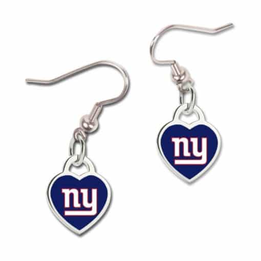 New Yorks Giants 3D Heart Dangle Earrings