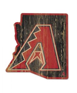 Arizona Diamondbacks Red Black Arizona Shape Wood Sign