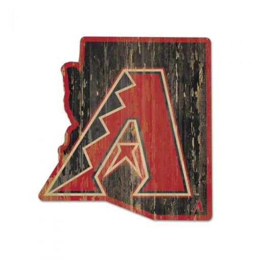 Arizona Diamondbacks Red Black Arizona Shape Wood Sign
