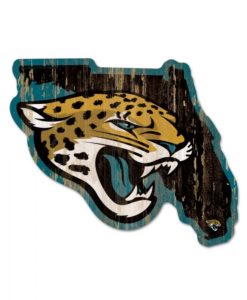 Jacksonville Jaguars Florida Shape Wood Sign