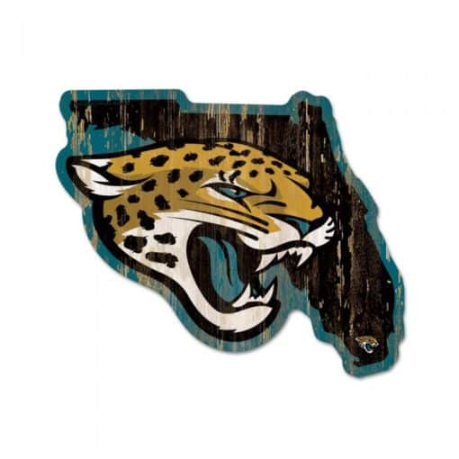 Jacksonville Jaguars Florida Shape Wood Sign