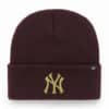 New York Yankees 47 Brand Metallic Dark Maroon Cuff Knit Hat