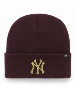 New York Yankees 47 Brand Metallic Dark Maroon Cuff Knit Hat