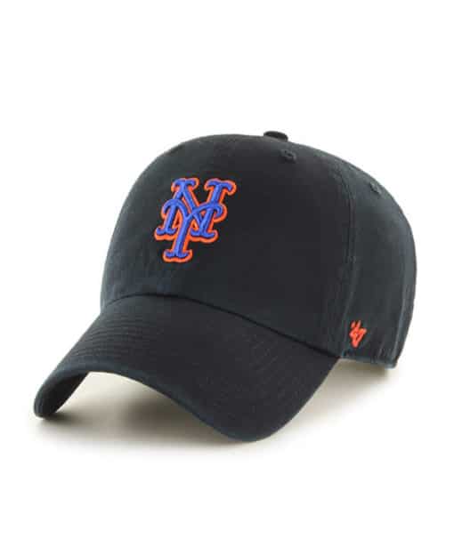 New York Mets 47 Brand Black Blue Orange Clean Up Adjustable Hat