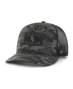 Chicago White Sox 47 Brand Charcoal Camo Trucker Black Mesh Snapback Hat