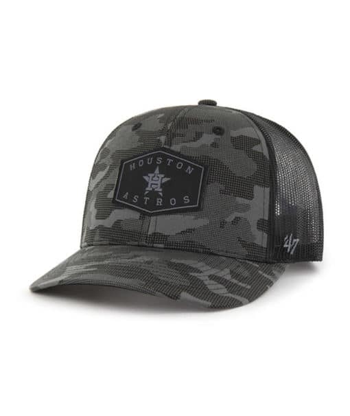 Houston Astros 47 Brand Charcoal Camo Trucker Black Mesh Snapback Hat