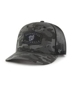 Washington Nationals 47 Brand Charcoal Camo Trucker Black Mesh Snapback Hat