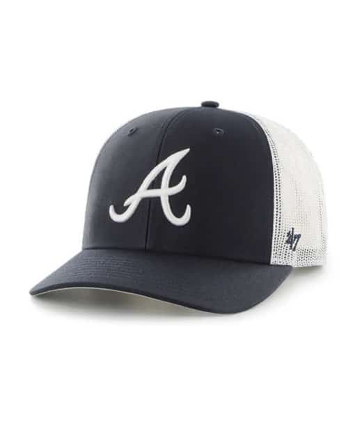 Atlanta Braves 47 Brand Navy Trucker White Mesh Snapback Hat
