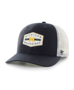Michigan Wolverines 47 Brand Navy Convoy White Mesh Trucker Snapback Hat