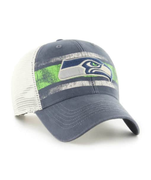 Seattle Seahawks 47 Brand Interlude Vintage Navy MVP Mesh Snapback Hat - Image 3