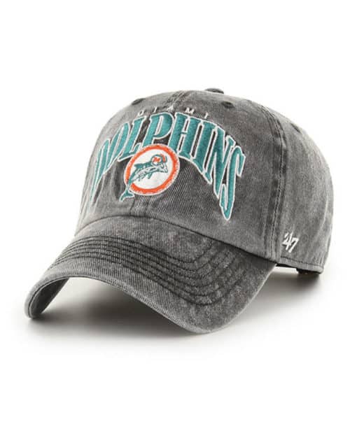 Miami Dolphins 47 Brand Vintage Black Clean Up Snapback Hat