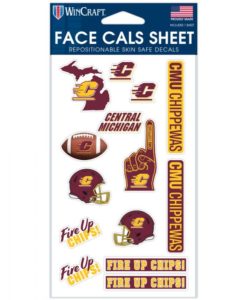 Central Michigan Chippewas Face Cals Temporary Tattoos