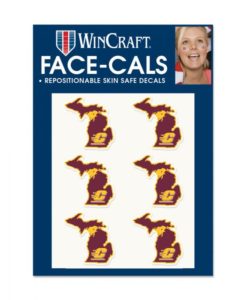 Central Michigan Chippewas Michigan Shape Face Cals Temporary Tattoos