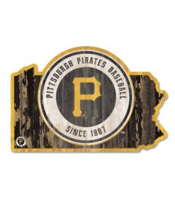 Pittsburgh Pirates Black State Shape Wood Sign