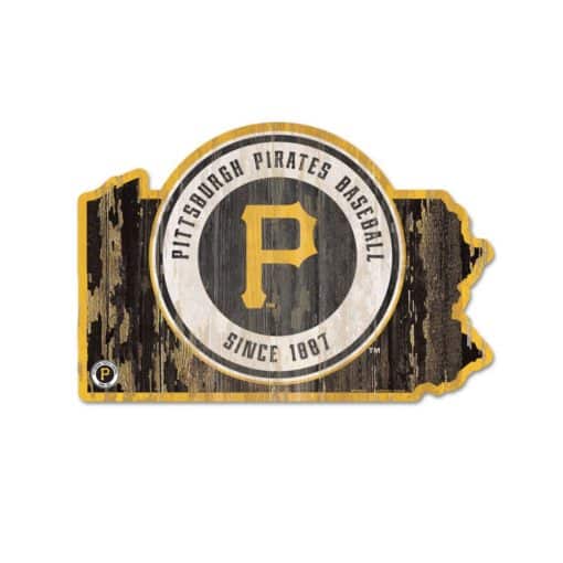 Pittsburgh Pirates Black State Shape Wood Sign