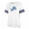 Detroit Lions Women's 47 Brand Sandstone White Striped T-Shirt Tee