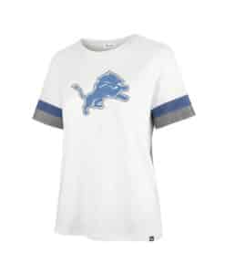 Detroit Lions Women's 47 Brand Sandstone White Striped T-Shirt Tee