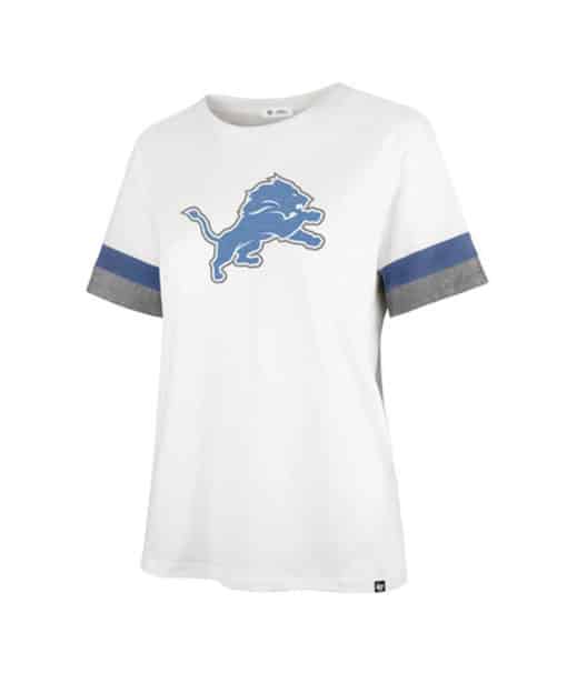 Detroit Lions Women's 47 Brand Sandstone White Striped T-Shirt Tee