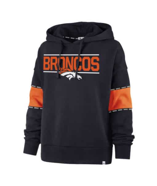 Denver Broncos Women's 47 Brand Navy Fan Pullover Hoodie