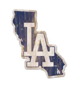 Los Angeles Dodgers Navy State Shape Wood Sign