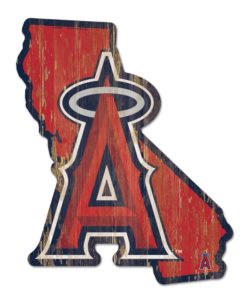 Los Angeles Angels Red State Shape Wood Sign