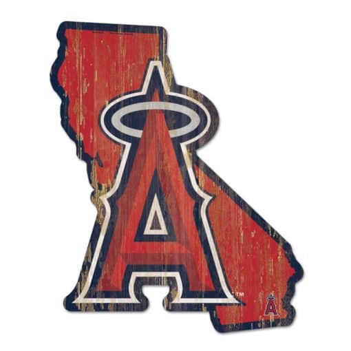 Los Angeles Angels Red State Shape Wood Sign