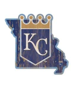 Kansas City Royals Navy State Shape Wood Sign