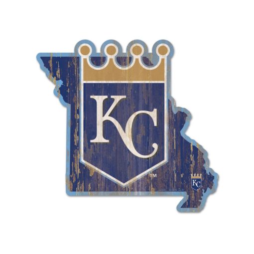 Kansas City Royals Navy State Shape Wood Sign