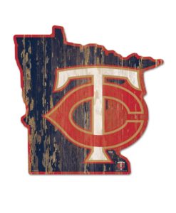 Minnesota Twins Navy State Shape Wood Sign