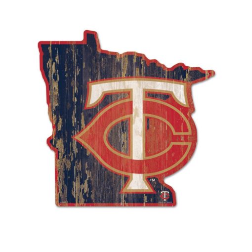 Minnesota Twins Navy State Shape Wood Sign