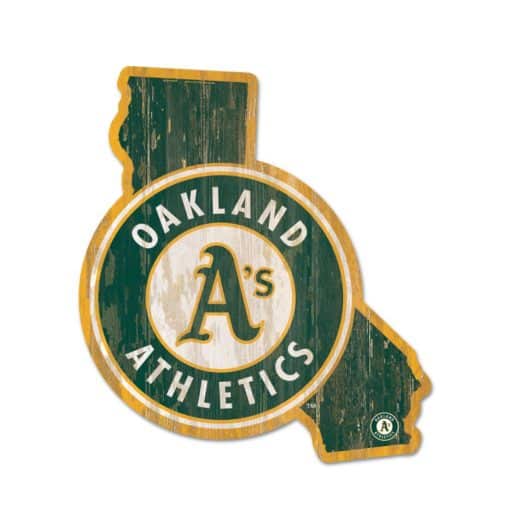 Oakland Athletics Green State Shape Wood Sign