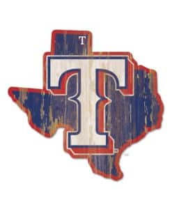 Texas Rangers Blue State Shape Wood Sign