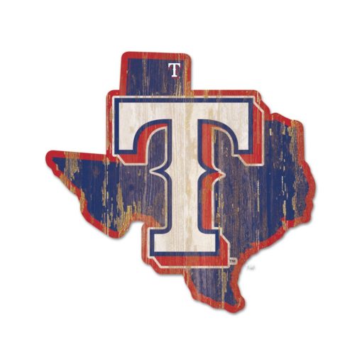 Texas Rangers Blue State Shape Wood Sign