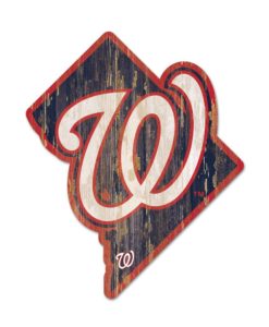 Washington Nationals Navy State Shape Wood Sign