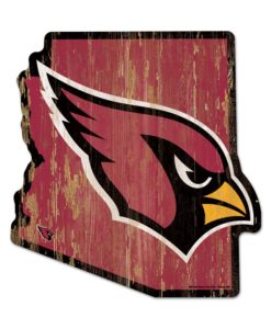 Arizona Cardinals Red State Shape Wood Sign