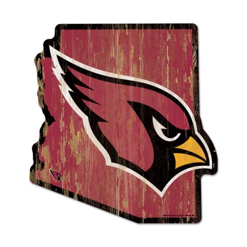 Arizona Cardinals Red State Shape Wood Sign
