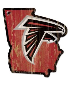 Atlanta Falcons Red State Shape Wood Sign