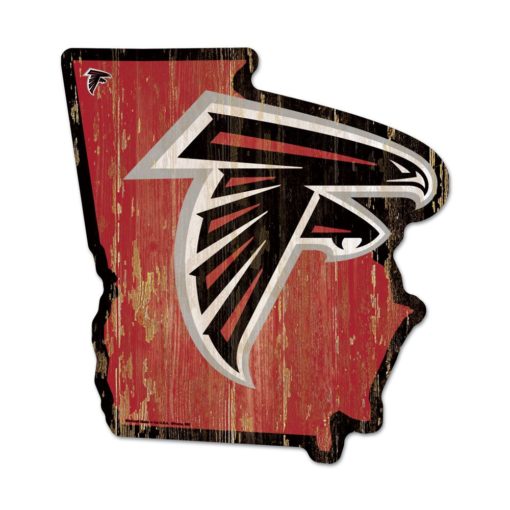 Atlanta Falcons Red State Shape Wood Sign