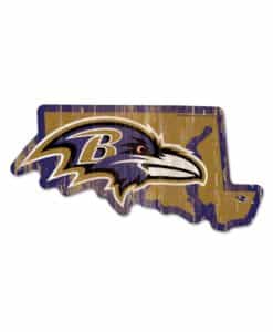 Baltimore Ravens Gold State Shape Wood Sign