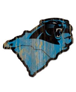 Carolina Panthers Blue State Shape Wood Sign